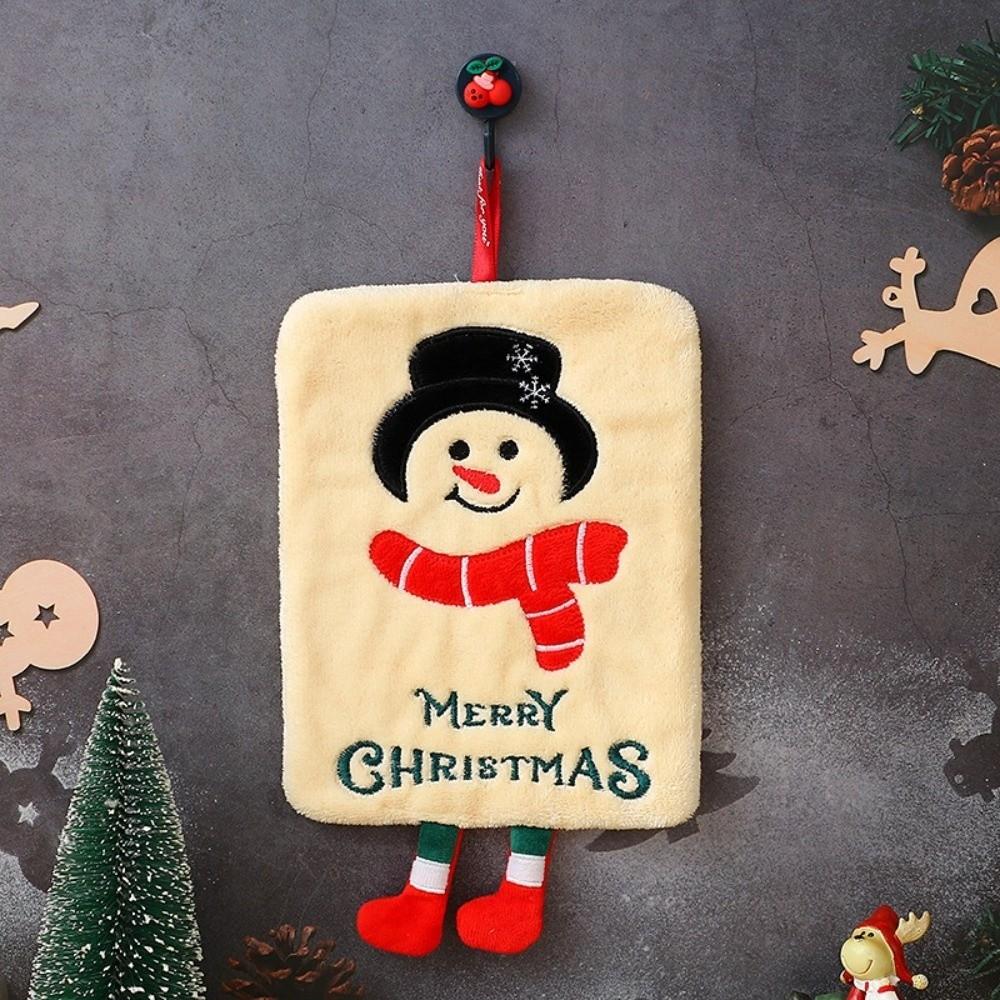 Water-Absorbent Christmas Hand Towel Thickened Kitchen Towels Coral Fleece Hand Towels  Kitchen Use
