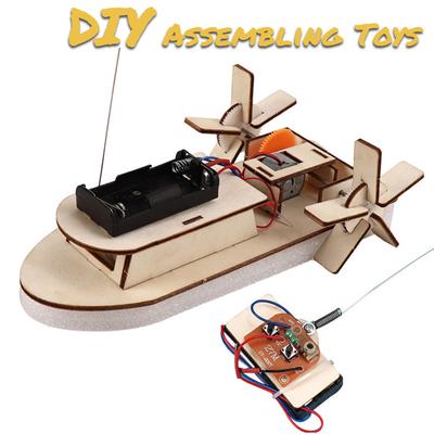 Students DIY Paddle Wheel Ship Assembling Model Remote Control Educational Toys Material Kits Kids Educational Toys