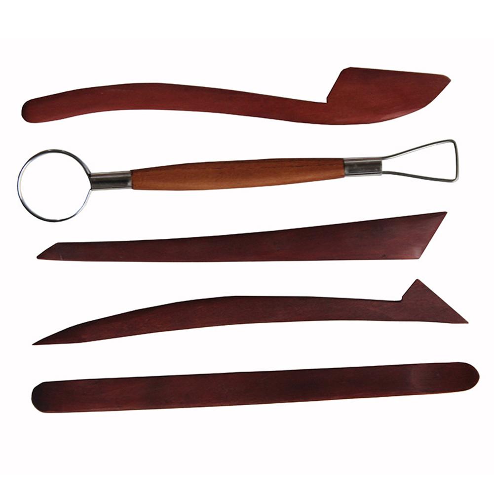 5pcs/set Strong Soft Clay Wood Handle Carving Pottery Tools
