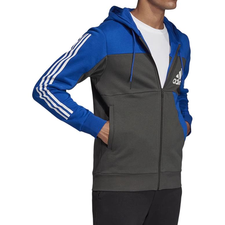 Adidas Logo Hooded Fashion Versatile Jacket Men Jacket Blue EH6496