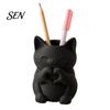 Small Animal Figurine 3D Printed Cute Cat Pen Holder, Decorative Desktop Stationery Organizer for Pencils and Office Supplies Makeup Brushes,