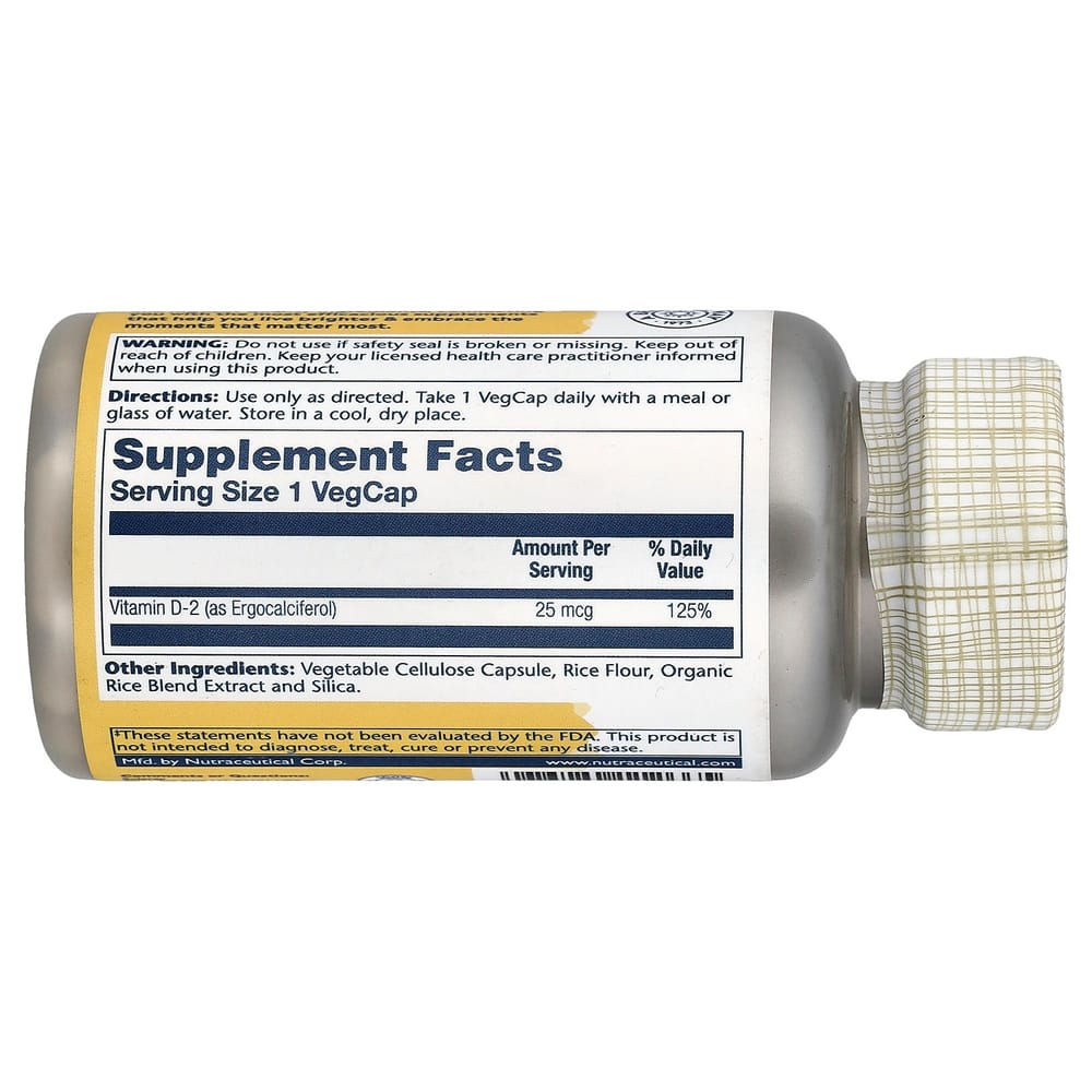 Solaray Droge Vorm Vitamine D2 25mcg Plantaardige Capsules, 60 Stuks