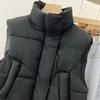 Autumn Sleeveless Casual Loose Cotton Down Jackets Women Tops Stand Collar Warm Short Cotton Coats Women Winter Fashion Ladies Waistcoat Jacket 25431
