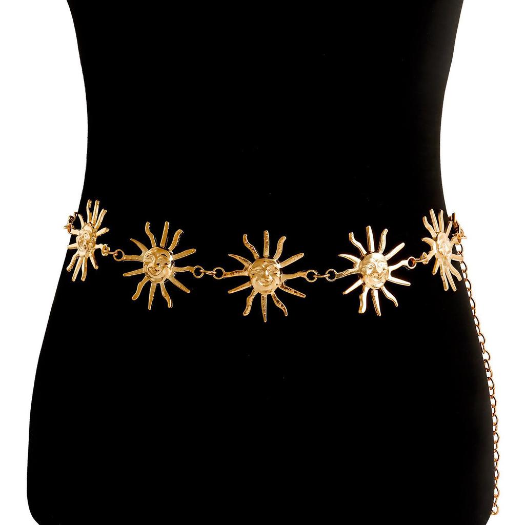 Sunflower Metal Waist Chain for Women - Adjustable European & American Style Waist Belt Ornament