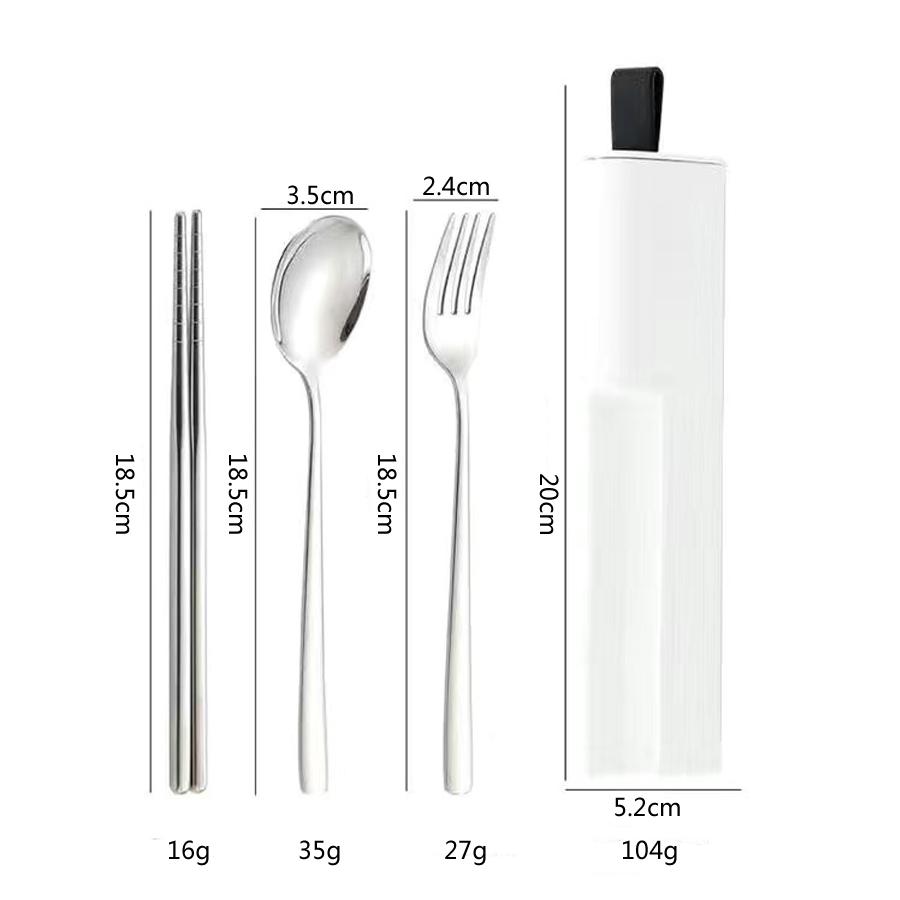 3Pcs/2Pcs Portable Tableware Stainless Steel Spoon Fork Chopsticks with Storage Box Lunch Travel Kitchen School Cutlery Set