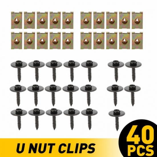Metal Car Hex Screw Body Bolt Fender Bumper Retainer U Nut Clips Gasket Fastener