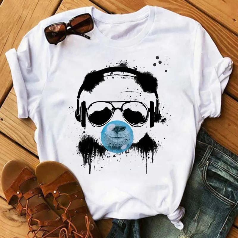 Womens Summer Tshirt Various Shapes Cute Panda Print Tops Casual Shortsleeve Crew Neck Topscomfortable Fabric Tshirt