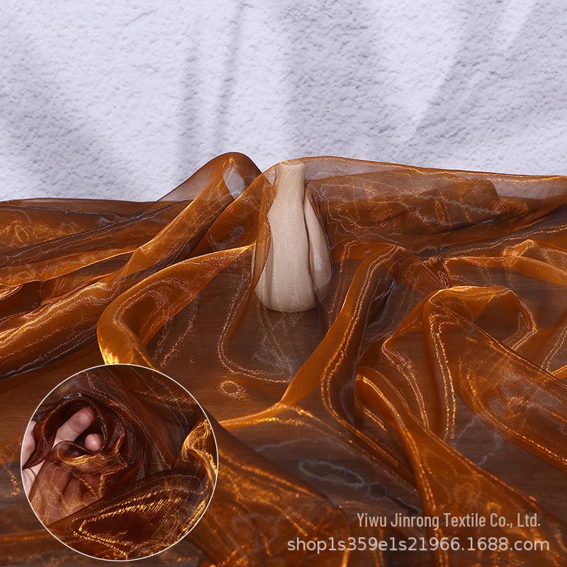 "Farbverlauf Zweifarbiges Organza-Gewebe mit Fantasy-Perlen- & Glasgarn für Kleidung und Röcke"