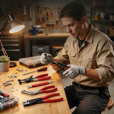 5Pcs/Set Auto Repair Clamp Electrical Connector Removal Tools High-Carbon Steel 60 Degree Angled Hose Clamp Pliers Trim Clip Remover Wire Terminal