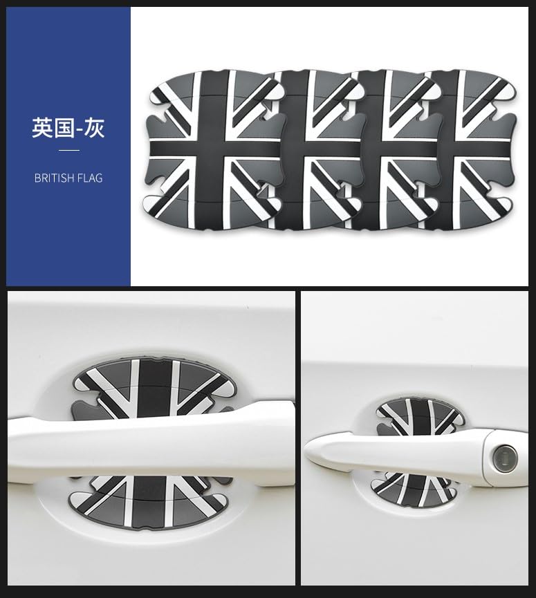 [Door Handle Protector] Car Scratch Resistant Stickers, Set of 4, Union Jack Design, Silicone