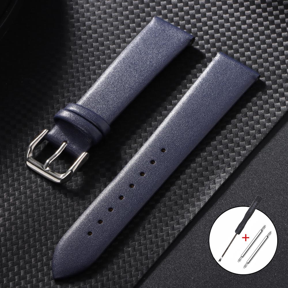 18mm 20mm 22mm Ultra-thin Genuine Cowhide Watchband Men Women Universal Watch Strap Brown White Black Wristband for Smartwatch