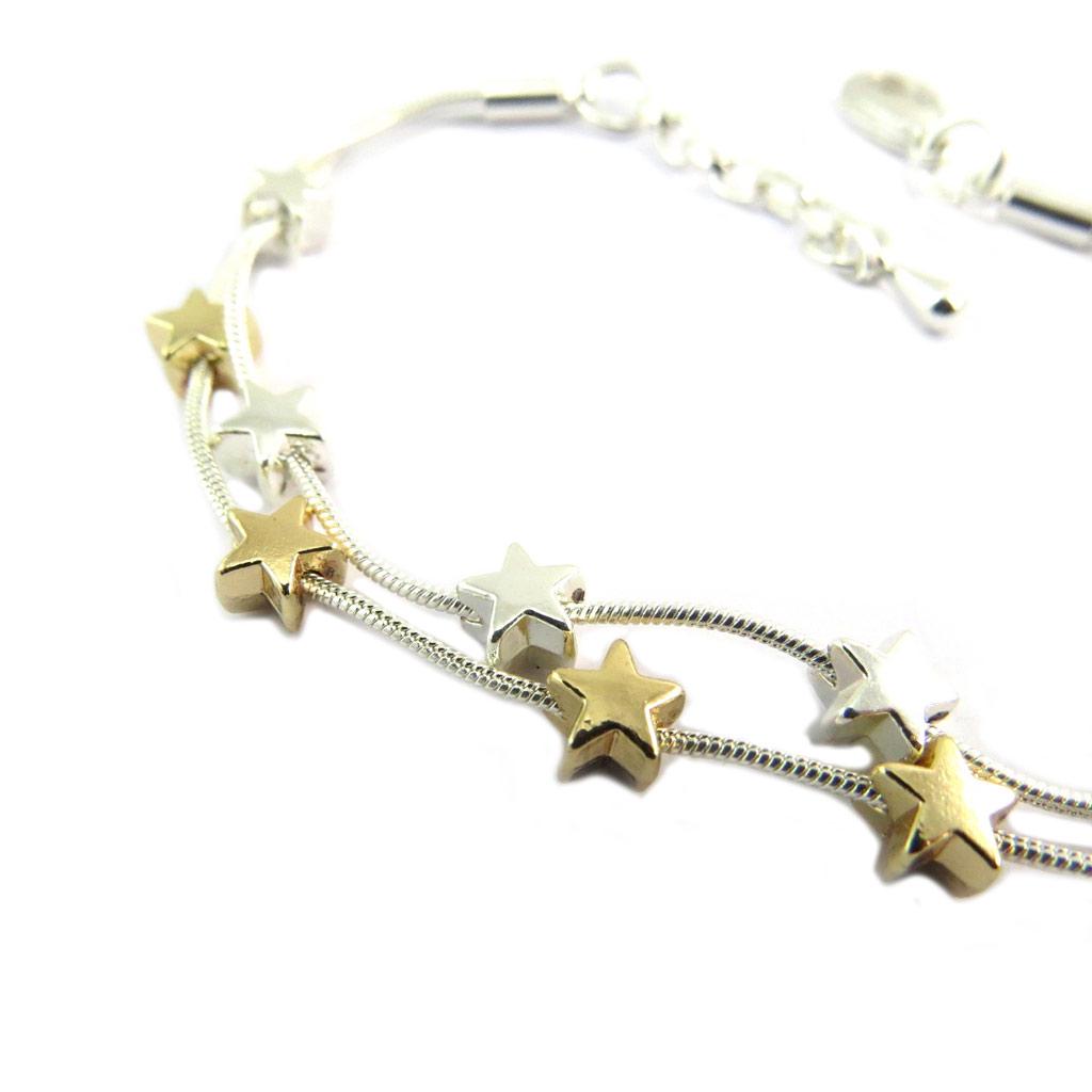 Les Trésors De Lily [P8458] - Designer Bracelet 'Une Etoile Est Née' Silver-gold - 2 Rows - 6x6 Mm