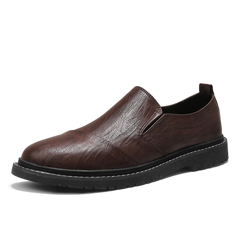 Fashion Slip On Business Men's Leather Shoes Minimalist British Style Office Dress Party Flat Bottomed Adult Comfortable Hot Selling
