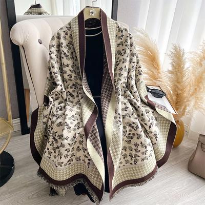 Winter Cashmere Scarf For Women Floral Shawl Wrap Female Pashmina Luxury  Poncho Thick Blanket Warm Bufanda Echarpe Femme