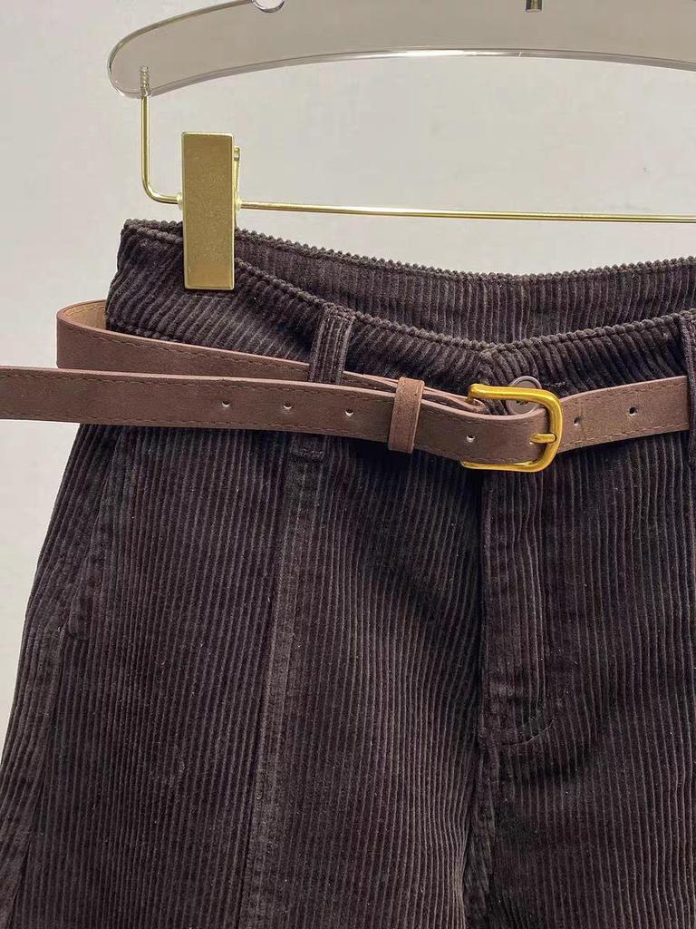Women's 2025 Winter Korean Style Corduroy Wide-Leg Pants, Plus Velvet, Loose Fit, Straight and Thickened