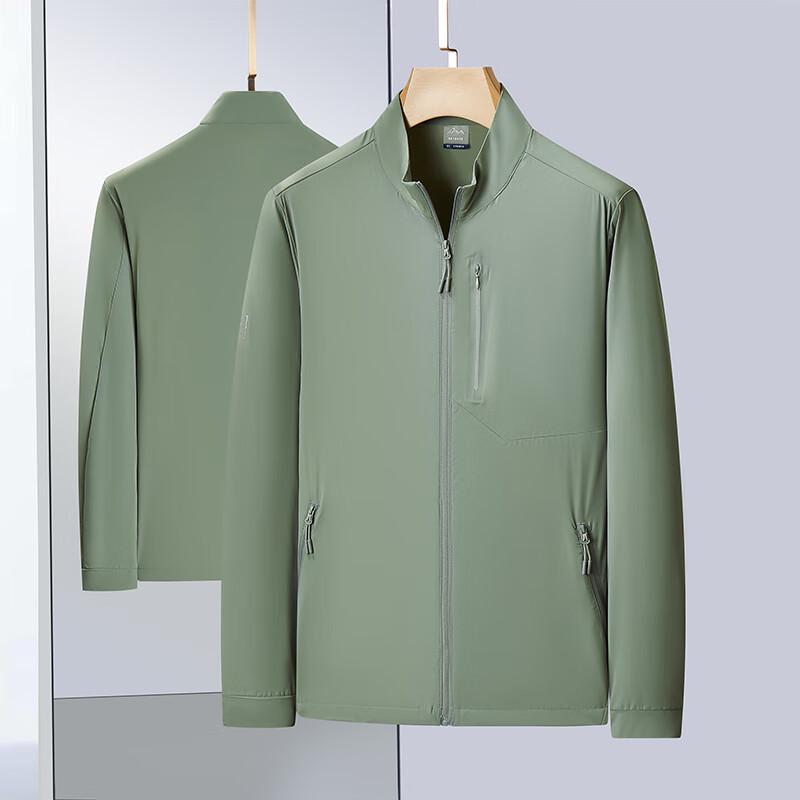 Dibenze Men's Plus Size Ice Silk Cool-Touch Stand-Collar Jacket