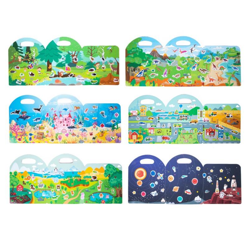 Reusable Stickers, Reusable Static Sticker Books, Sticker Book, Reusable Girls, Gift for Boys or Girls, Children's Educational Toy, Dinosaurs