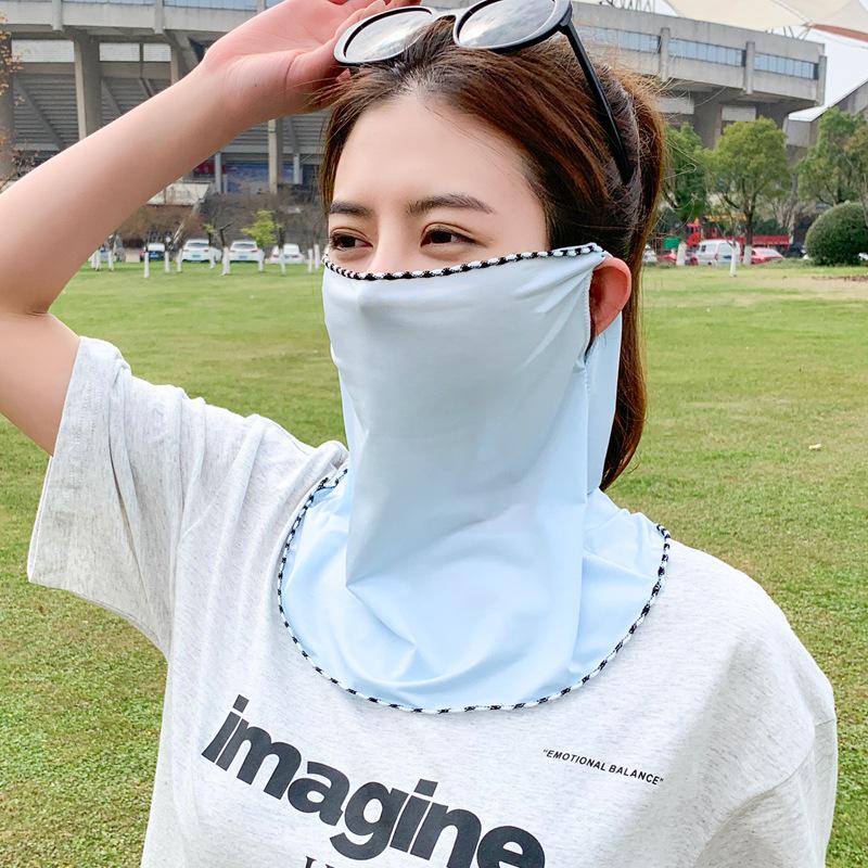 

Женская летняя маска для лица с защитой от солнца из ледяного шелка с петельками для ушей и бандана для шеи для езды на велосипеде и вождения на открытом воздухе