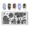 NICOLE DIARY Leaves Flower Nail Art Stamping Plates Drawing Template Geometric Stripe Line 3D Image Stencil Mold Printing Tools