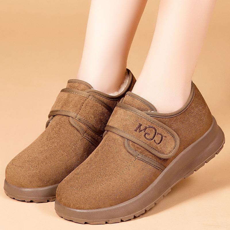 Schuhe Damen Baumwollschuhe Klettverschluss Schneestiefel Samt verdickt vielseitige kurze Stiefel kältefest und warme Baumwollstiefel
