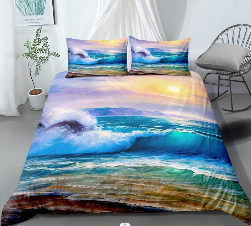 

Wave Pattern Duvet Set Three-Piece Set Suitable For Boys And Girls Bedroom Decoration Bedding 135 * 200 (two-piece set)