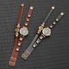 Vintage Punk Mens Leather Watch With Handmade Beaded Band Digital Quartz Wristwatch Adults