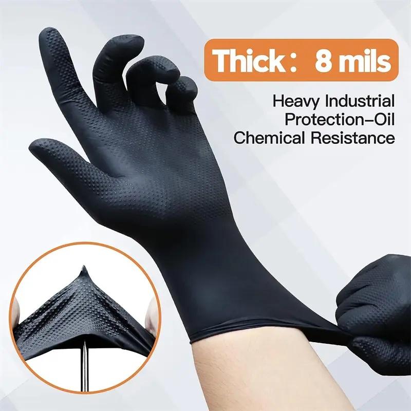8mil Heavy Duty Nitrile Gloves Thick Industrial Disposable Gloves with Diamond Texture Grip Gloves for Auto Mechanic Repair Work