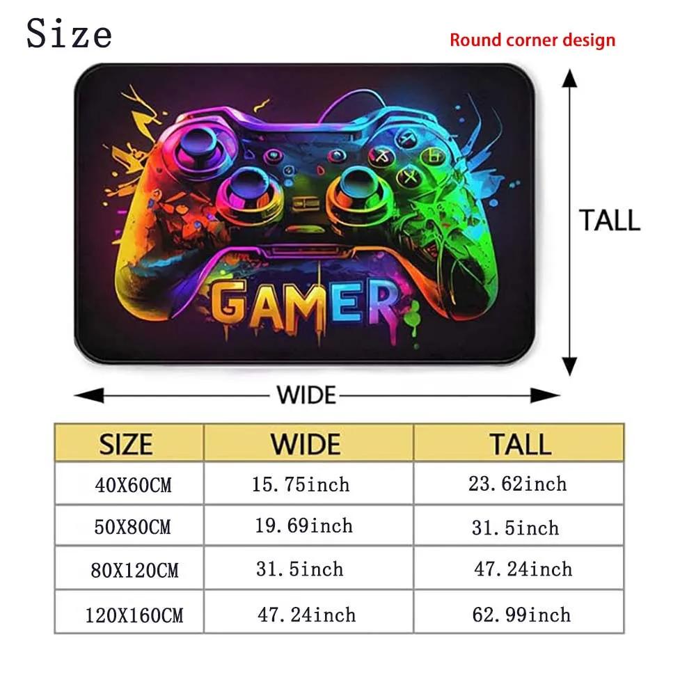 3D Game Controller Gamer Gaming Pattern Area Rugs Bedroom Non-Slip Gaming Gamepad Carpet Floor Mat Decor for Living Room Doormat