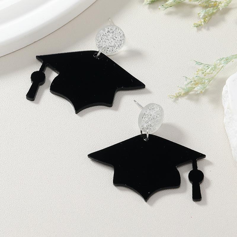2023 European & American Creative Graduation Season Doctoral Hat Acrylic Earrings