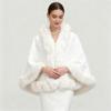 Womens Oversized Knit Cape Cardigan With Faux Mink Collar Warm Winter Wrap Coat Elegant Plus Size