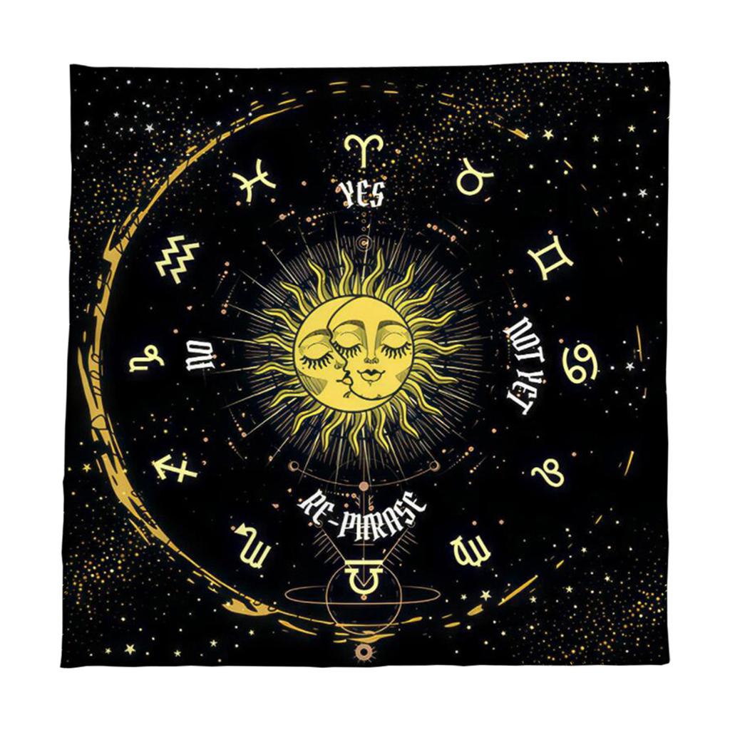 Tarot Card Tablecloth Altars Cloth Astrology Divinations Non-Slip Mat 12 Constellations Tablecloth Tapestry Home Decors