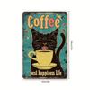Metal Poster Wall Art Vintage Cat Coffee Print Home Decor