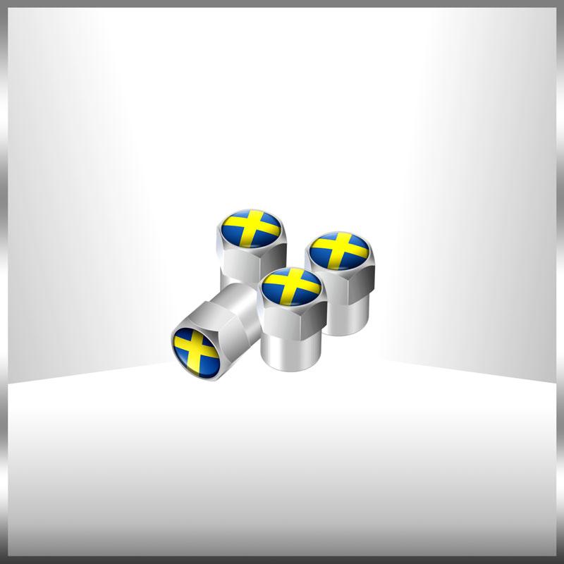 Bildekorasjon 4 stk Sverige Svensk Flagg Emblemer Bilhjul Dekkventilhetter Deksel Bilstyling For Volvo V40 V60 XC40 XC60 XC90 V90 S90