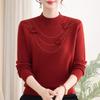 Women's Stylish Warm Knitted Sweater for Middle-aged and Elderly Mothers - Loose Fit, Fleece-lined, Thick, Perfect for Autumn and Winter