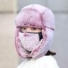 New women's warm two-piece set with mask, piled and thickened in winter, windproof and cold-proof imitation rabbit fur high-quality version