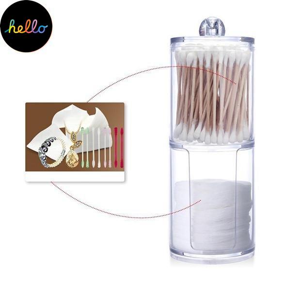 Multifunctional Round Receive Box Makeup Cotton Swab Storage Box Transparent Container Household Products Bathroom Desktop Combined