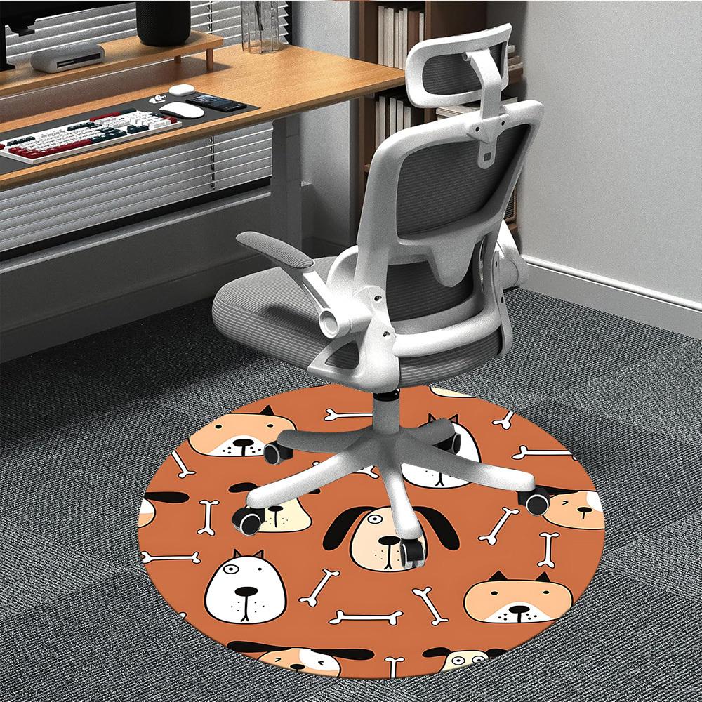 1pc Dogs Bones Office Round Area Rug, Indoor Mat Suitable For Office, Under Office Chairs Bedroom Living Room Home Decor, Room Deco