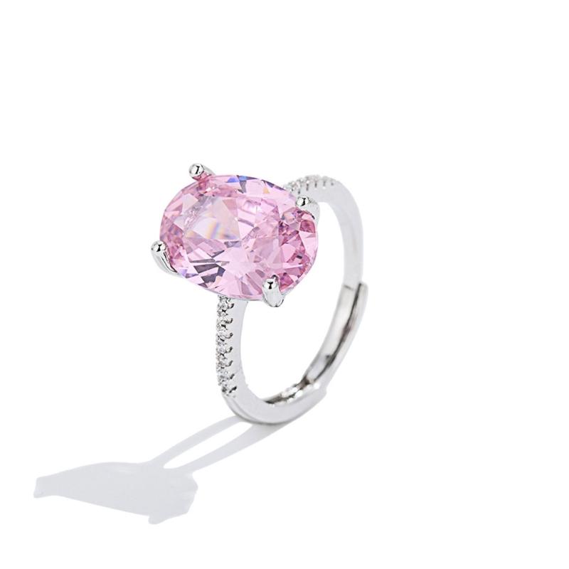 Stylish Adjustable Open Band Oval Zircon Rings For Daily Wear And Special Occasions