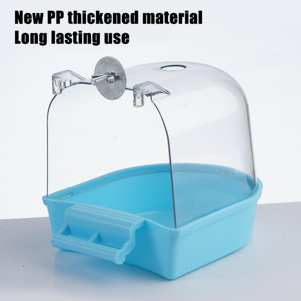 Plastic Bird Water Bath Box Bathtub Parrot For Parakeet Hanging Bowl Pet Supple