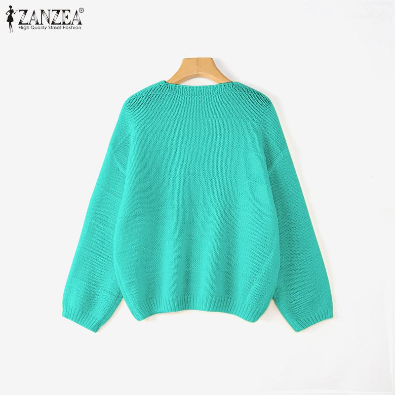 ZANZEA Oversized Autumn Spring Women Long Sleeve Buttons Up Casual Knitted Sweaters Cardigan