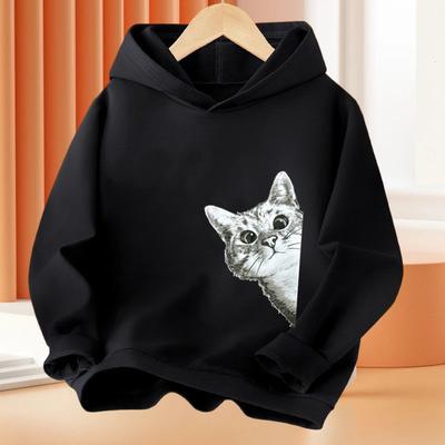 Süße Miau Katze Mode Hoodies Cooler Print Hip Hop Sportbekleidung Kinder Neu 2024 Herbst Streetwear Locker Harajuku Jungen Kapuzenmantel