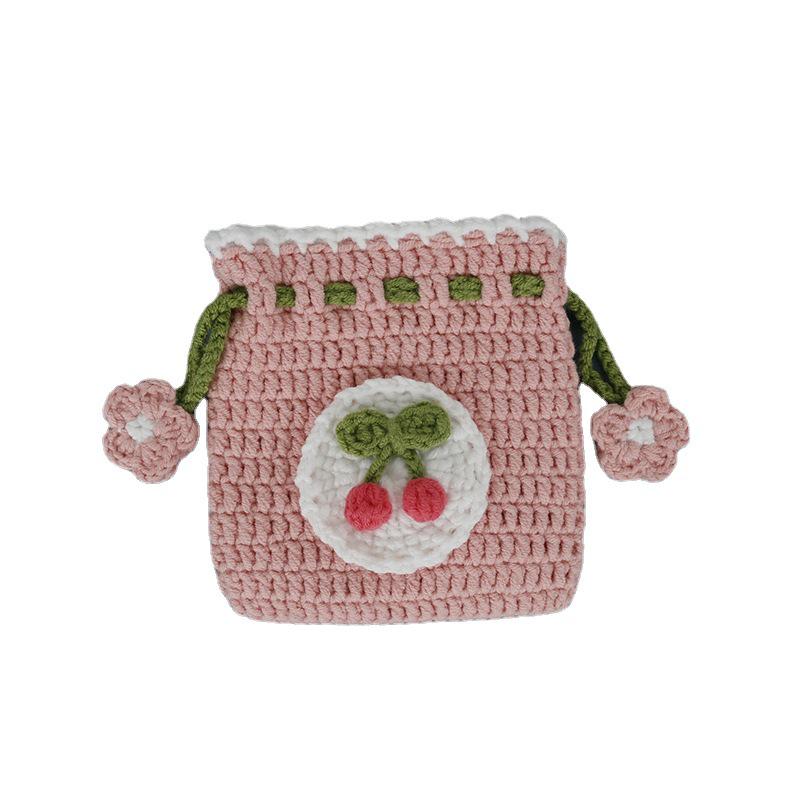 Handmade Sweet Knit Crochet Drawstring Coin Purse