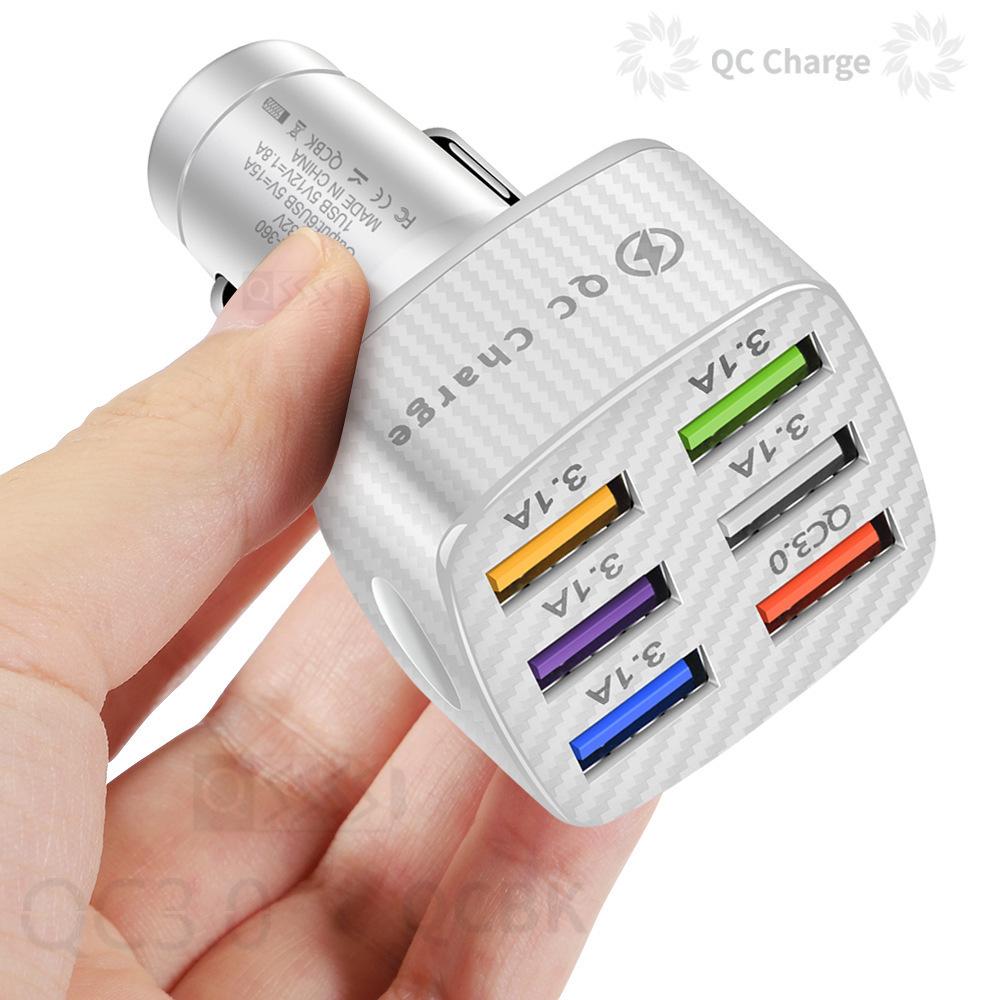 6 USB Car Charger Fast Charging 12V/24V Phone Charger Adapter Car Cigarette Lighter Splitter For iPhone GPS iPad Drive Recoeder