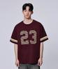 AGOD Oversized Vintage Rugby Short Sleeve T-Shirt [Burgundy]