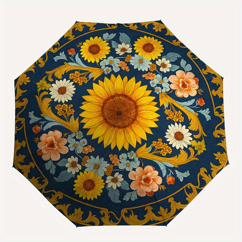 Sunflower Garden Umbrella, Portable 3-Fold Compact Umbrella,Christmas Gift ES366