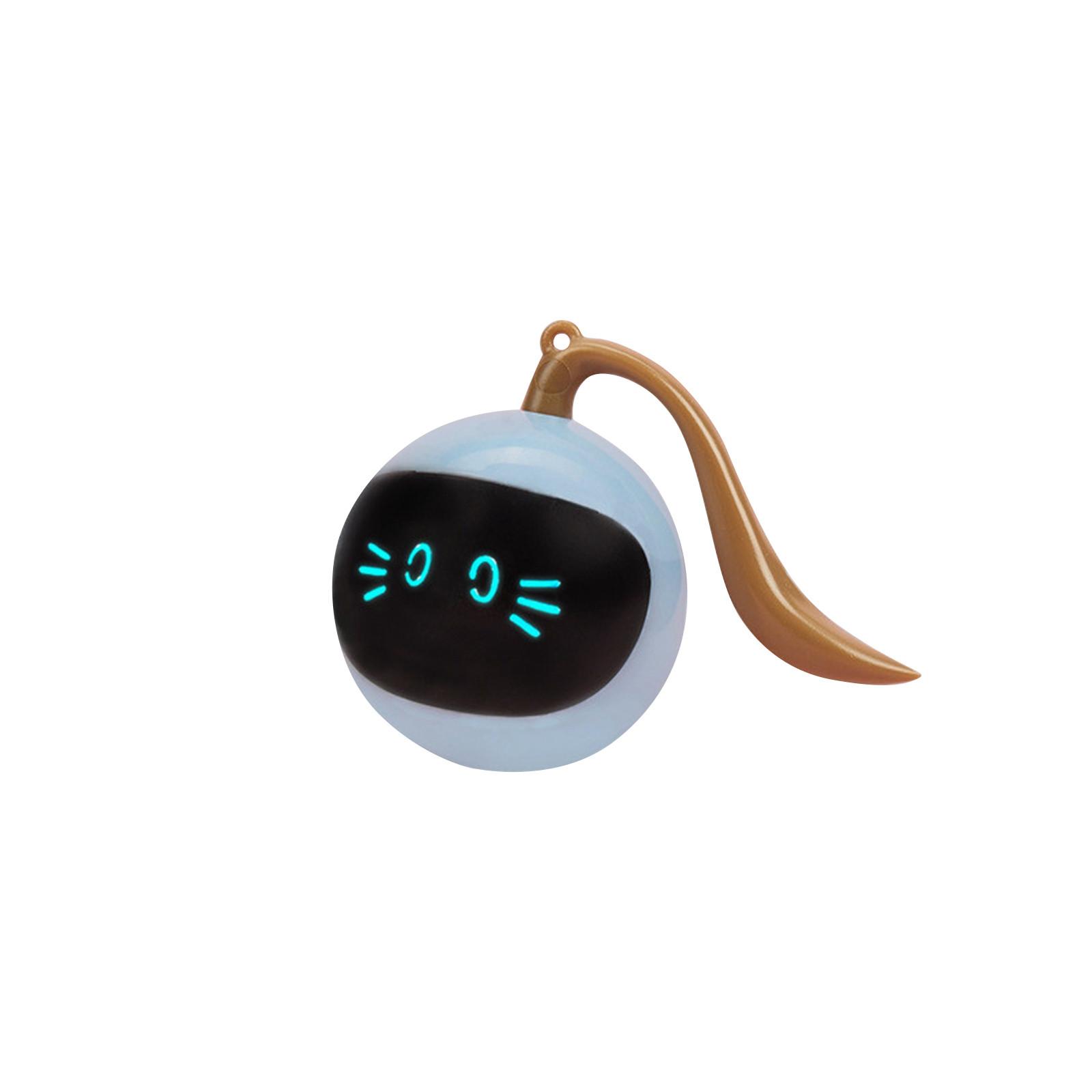 

Интерактивная игрушка-мяч для кошек, может издавать звуки, веселье, автоматически катящийся мяч, с пушистой игрушкой-мячом, маленький мышиный хвост, перезаряжаемый One Size синий