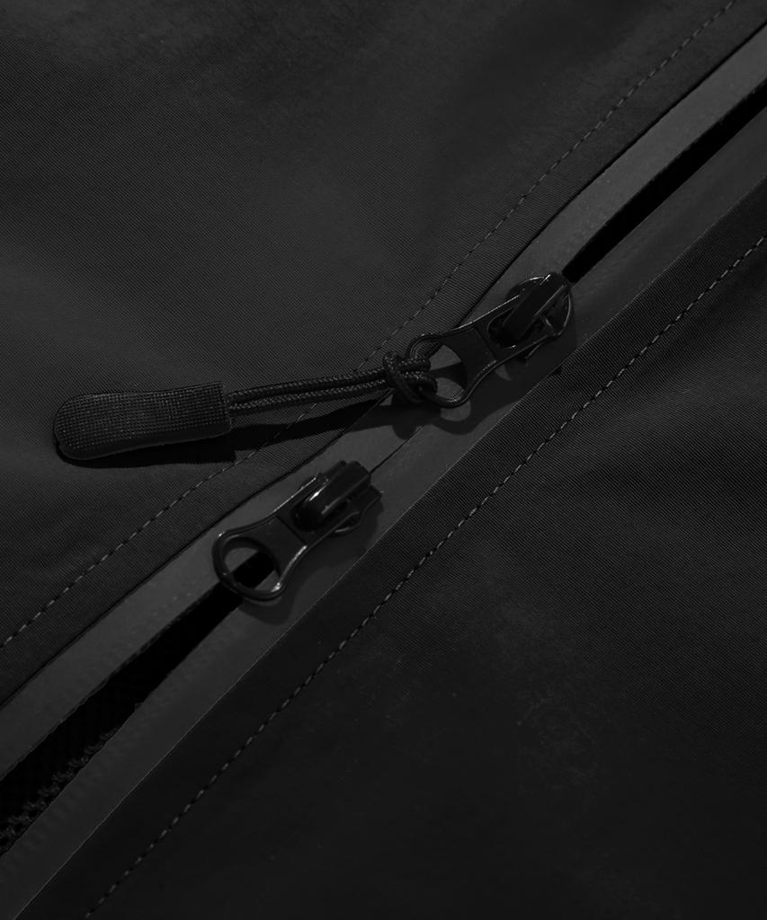 Trillion Division Nylon Hooded Zip-Up Vest (Black)