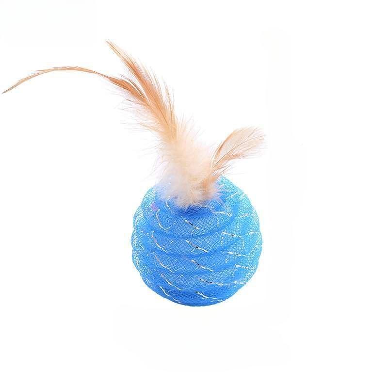 2pcs Tubular Ball Feather Ball Cat Toy Kitten Playing Pet Ball Toy
