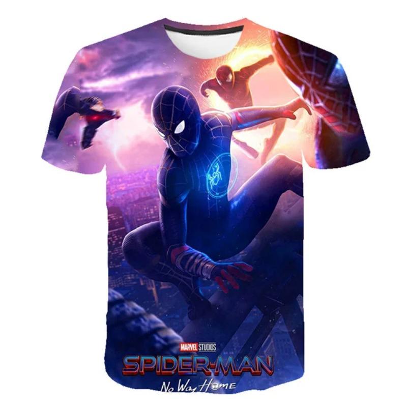 

Summer Men s 3D Printed Marvel Superhero Spider-Man Pattern T-Shirt - Street Round-neck Short S