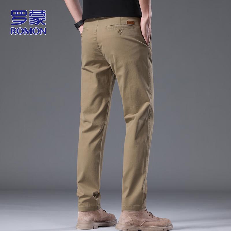 ROMON Men's Business Casual Straight-Leg Pants